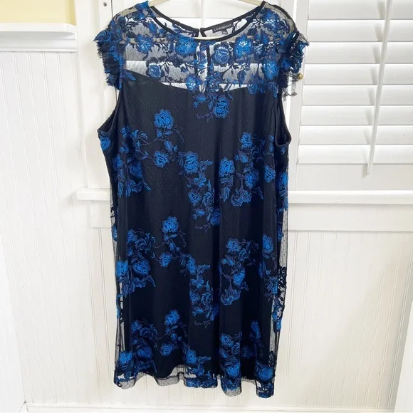 lane bryant blue floral dress Lane Bryant | Dresses | Lane Bryant Black Blue Rose Floral Ruffle Sleeve  Dress Plus Size 24